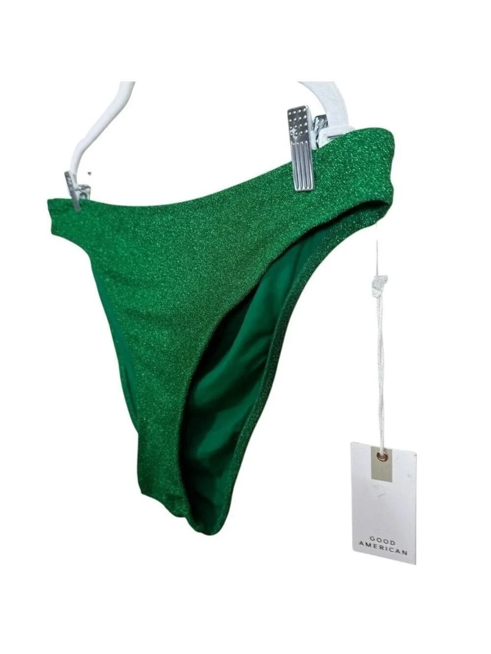 Good American Juniors 7‎ Green Shimmer Bikini Bottom NWT